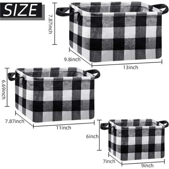 6Pcs Buffalo Plaid Basket Square Storage Basket Buffalo Check Basket Bin Storage - Picture 2 of 7